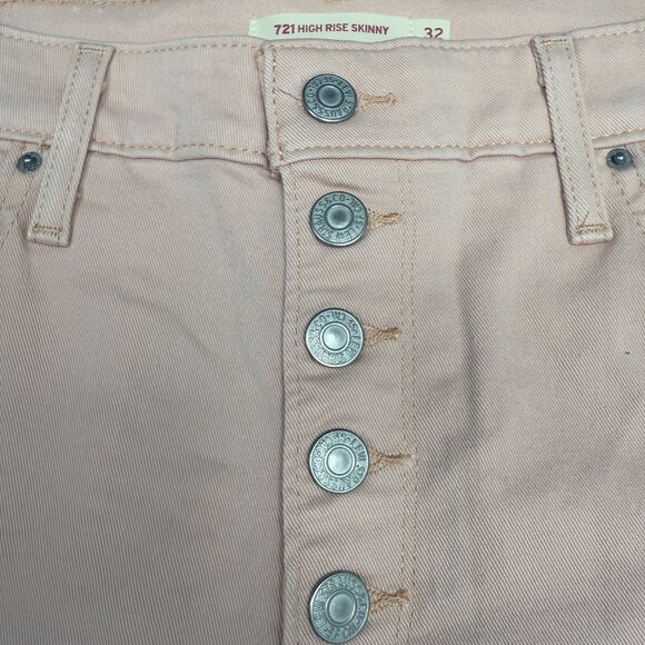 Women's LEVI'S 721 High‎ Rise Ankle Skinny Button-Fly in Baby Pink- Size 32 - Picture 8 of 15
